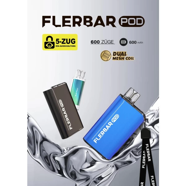 Basisgerät Für Flerbar Pod Vape-System (600mAh) Grau 4 Basisgerät Für Flerbar Pod Vape-System (600mAh) Grau – Bild 2