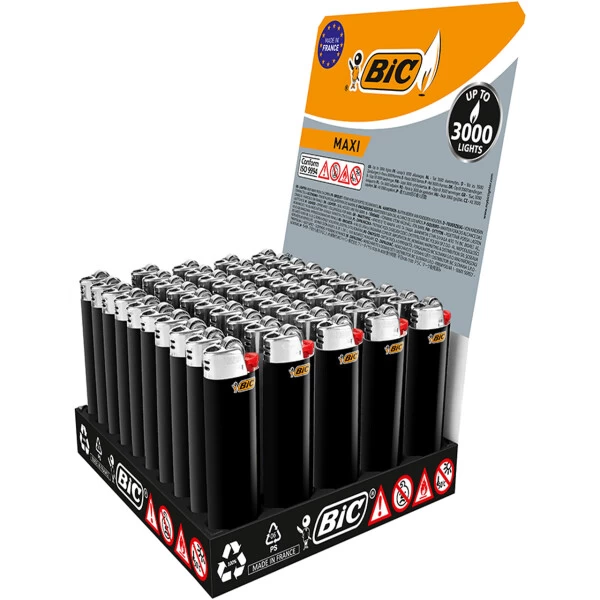 BIC Feuerzeug: Reibrad Maxi Schwarz J26 - 50er Display 3 BIC Feuerzeug: Reibrad Maxi Schwarz J26 - 50er Display