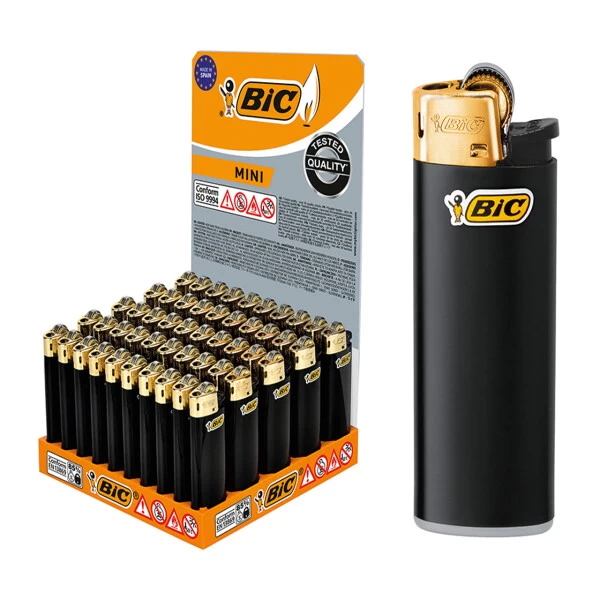 BIC Feuerzeug: Reibrad Mini Schwarz-Gold J25 - 50er Display 3 BIC Feuerzeug: Reibrad Mini Schwarz-Gold J25 - 50er Display