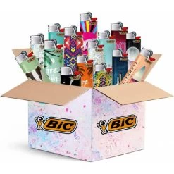 BIC Maxi Feuerzeuge 10 Stück - Top Motive - 10er Mix-Paket - BIC J26 Mit Reibrad / Feuerstein-Zündun