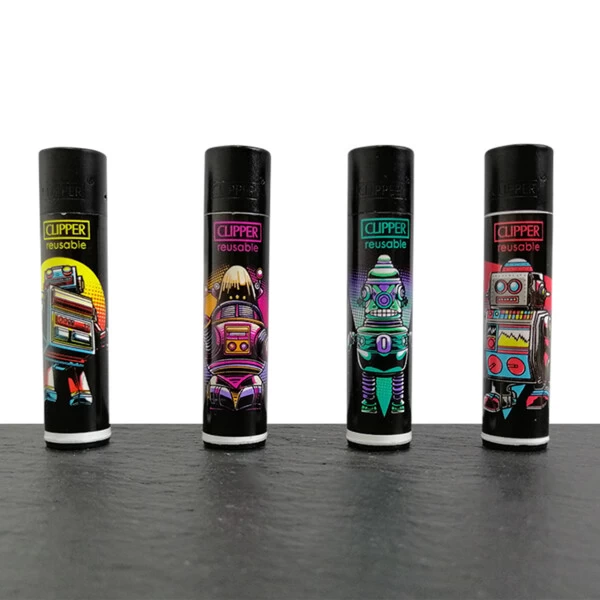 Clipper Feuerzeuge 4er Set: Retro Wave Robots 4 Clipper Feuerzeuge 4er Set: Retro Wave Robots – Bild 2