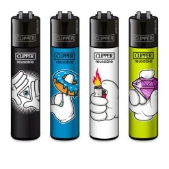 Clipper® Feuerzeuge 4er Set: Cartoon Hands 3