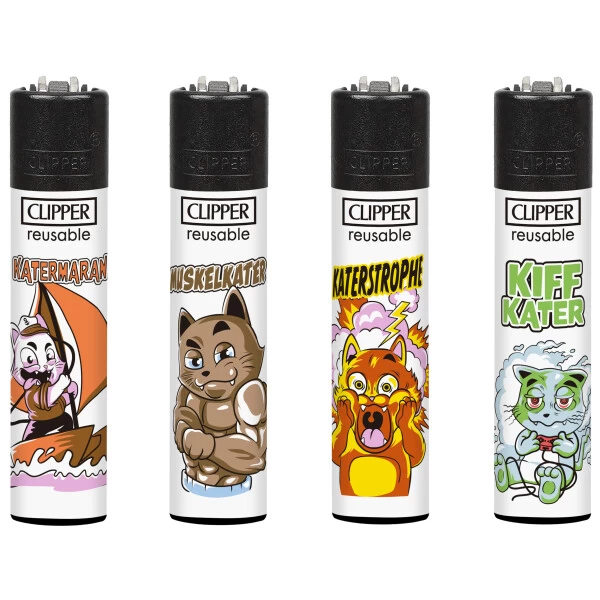 Clipper® Feuerzeuge 4er Set: Kater 3 Clipper® Feuerzeuge 4er Set: Kater