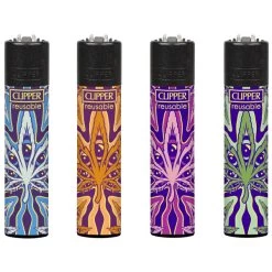 Clipper® Feuerzeuge 4er Set: Psychedelic Leaf