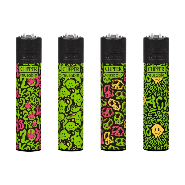 Clipper® Feuerzeuge 4er Set: Acid Pattern 3 Clipper® Feuerzeuge 4er Set: Acid Pattern