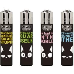 Clipper® Feuerzeuge 4er Set: Cats Not My Fault