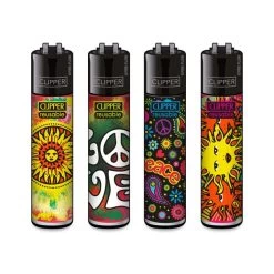 Clipper® Feuerzeuge 4er Set : Hippie 4