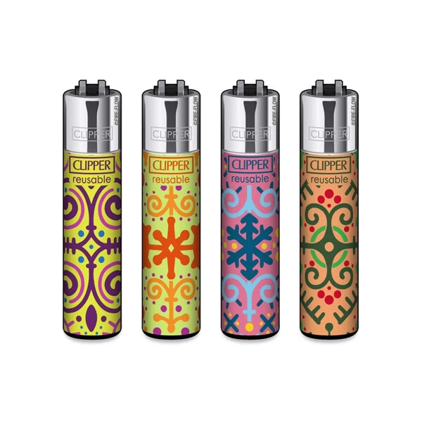 Clipper® Feuerzeuge 4er Set : Hippie Ornamental 3 Clipper® Feuerzeuge 4er Set : Hippie Ornamental