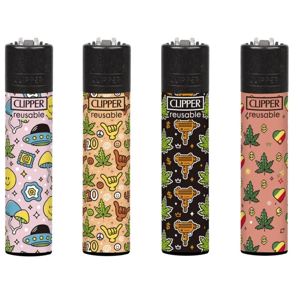 Clipper® Feuerzeuge 4er Set: Leaf Pattern 3 Clipper® Feuerzeuge 4er Set: Leaf Pattern