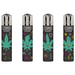 Clipper® Feuerzeuge 4er Set: Micro Happy Weeds 2