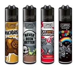 Clipper® Feuerzeuge 4er Set: Mix Slogan #5
