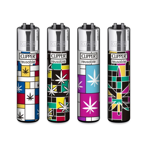 Clipper® Feuerzeuge 4er Set: Modern Weed 3 Clipper® Feuerzeuge 4er Set: Modern Weed