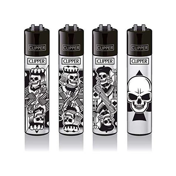 Clipper Feuerzeuge 4er Set: Skull Cards 3 Clipper Feuerzeuge 4er Set: Skull Cards
