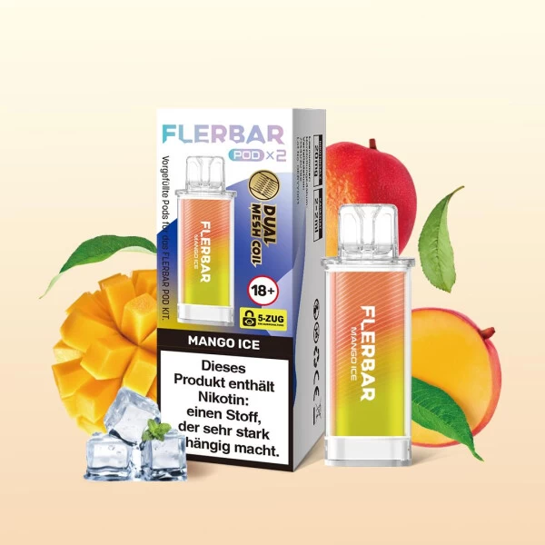 Flerbar Pod Vape 20 Mg/ml (2 Stück) Mango Ice 3 Flerbar Pod Vape 20 Mg/ml (2 Stück) Mango Ice