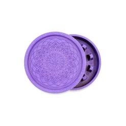 Hemp Grinder 2-teilig, 55 Mm, Leaf Pattern Lila