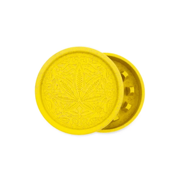 Hemp Grinder 2-teilig, 55 Mm, Trance Leaf Gelb 3 Hemp Grinder 2-teilig, 55 Mm, Trance Leaf Gelb