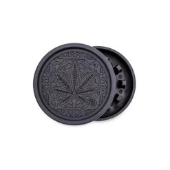 Hemp Grinder 2-teilig, 55 Mm, Trance Leaf Schwarz