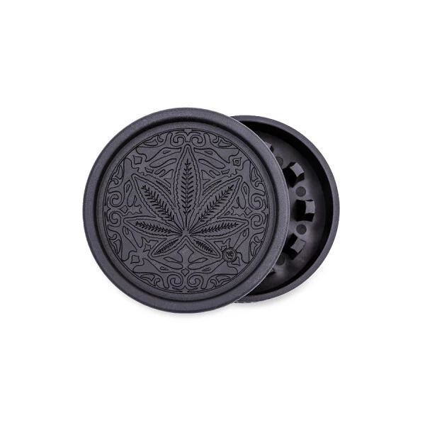 Hemp Grinder 2-teilig, 55 Mm, Trance Leaf Schwarz 3 Hemp Grinder 2-teilig, 55 Mm, Trance Leaf Schwarz