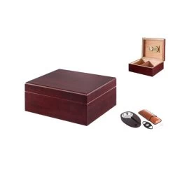Humidor Set Rotbraun 26x22x11cm