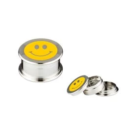 Metall Grinder 3-teilig, 52 Mm, Smiley Silber