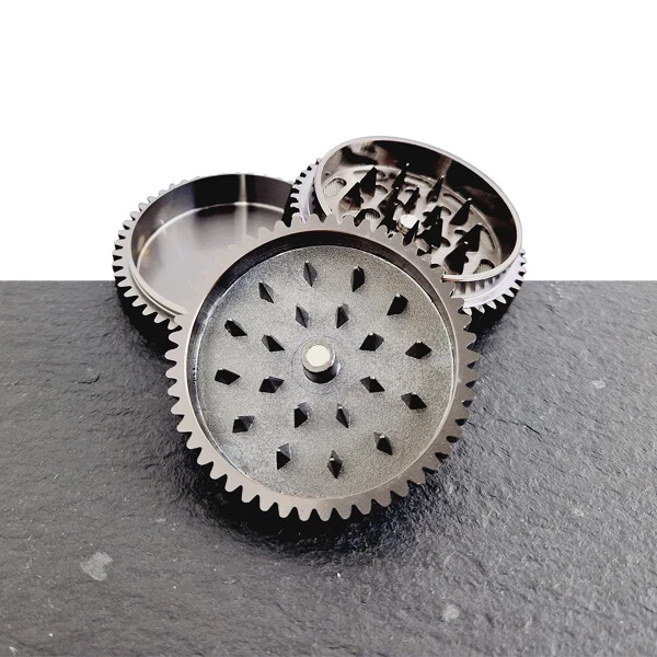 Metall Grinder 3-teilig, 55 Mm, Zahnrad Schwarz 4 Metall Grinder 3-teilig, 55 Mm, Zahnrad Schwarz – Bild 2