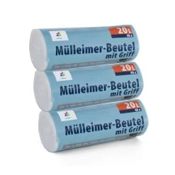 Müllbeutel 20 Liter Mit Griff 3 Rollen - Reißfest & Wasserdicht - 40 Stk Pro Rolle