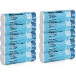 Müllbeutel 35 Liter Mit Griff 10 Rollen - Reißfest & Wasserdicht - 20 Stk Pro Rolle