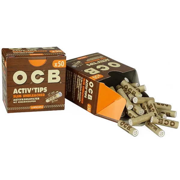 OCB Filter Slim Activ Tips Virgin Aktivkohle 7mm, 50 Stück 4 OCB Filter Slim Activ Tips Virgin Aktivkohle 7mm, 50 Stück – Bild 2