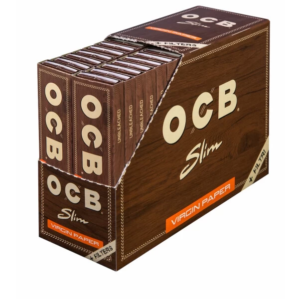 OCB Unbleached Slim Virgin Paper + Tips, 32 Hefte à 32 Blatt 3 OCB Unbleached Slim Virgin Paper + Tips, 32 Hefte à 32 Blatt