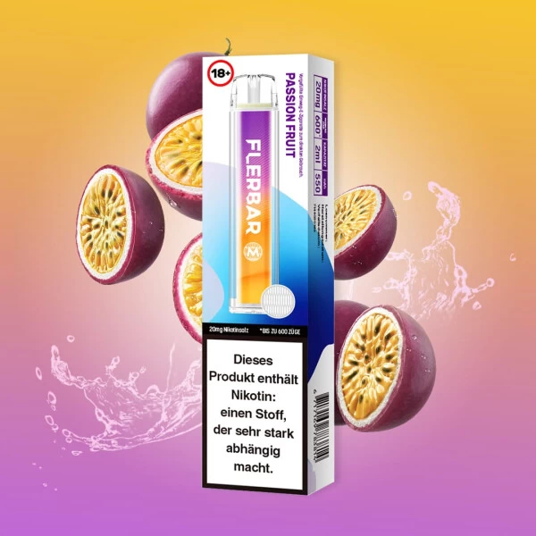 Passion Fruit - Flerbar Einweg Vape / E Zigarette / E Shisha 20mg/ml 3 Passion Fruit - Flerbar Einweg Vape / E Zigarette / E Shisha 20mg/ml