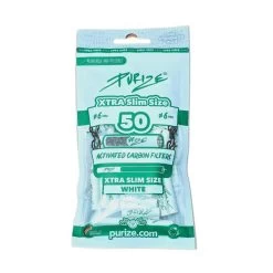 PURIZE Aktivkohlefilter Xtra Slim Size White, 6mm, 50er Packung