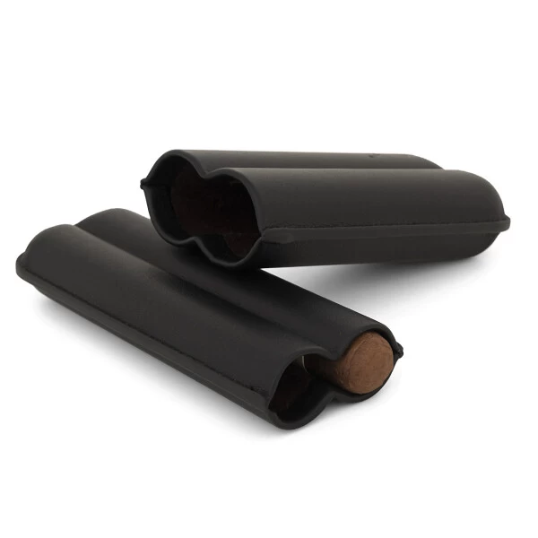 Zigarrenetui Schwarz 2er, Leder, 16cm, Ring 45 4 Zigarrenetui Schwarz 2er, Leder, 16cm, Ring 45 – Bild 2