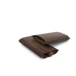 Zigarrenetui 3er Dunkelbraun Leder,14cm, Ring 40