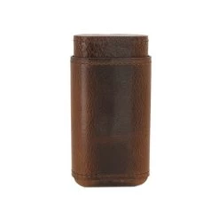 Zigarrenetui 3er Cognacfarben Leder Antik, Innen Zedernholz