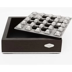 Zigarrenascher Metall, Holz, 4er, 18x18x5cm -Vape Verkauf zigarrenaschenbecher 4er eckig braun3