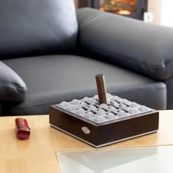 Zigarrenascher Metall, Holz, 4er, 18x18x5cm -Vape Verkauf zigarrenaschenbecher 4er eckig braun4