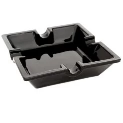 Zigarrenaschenbecher Glas Schwarz, 4 Ablagen, 16x16x4