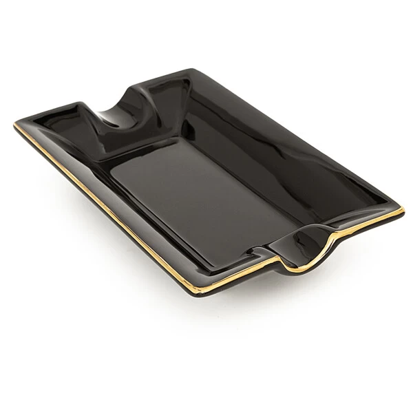 Zigarrenascher 2er Keramik, Schwarz/gold, 18x12x3cm 4 Zigarrenascher 2er Keramik, Schwarz/gold, 18x12x3cm – Bild 2