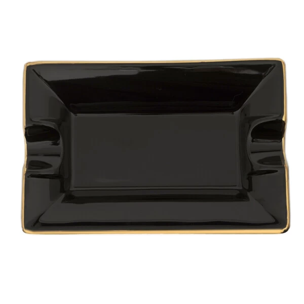 Zigarrenascher 2er Keramik, Schwarz/gold, 18x12x3cm 5 Zigarrenascher 2er Keramik, Schwarz/gold, 18x12x3cm – Bild 3