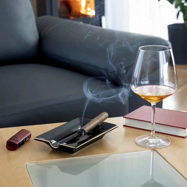 Zigarrenascher 2er Keramik, Schwarz/gold, 18x12x3cm 6 Zigarrenascher 2er Keramik, Schwarz/gold, 18x12x3cm – Bild 4