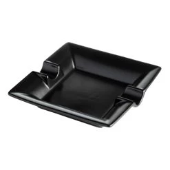 Zigarrenascher Keramik 2 Ablagen, Schwarz Matt 16,3x16,3x3,3cm