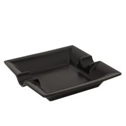 Zigarrenascher Keramik 2 Ablagen, Schwarz Matt 16,3x16,3x3,3cm -Vape Verkauf zigarrenaschenbecher keramik schwarz quadratisch3