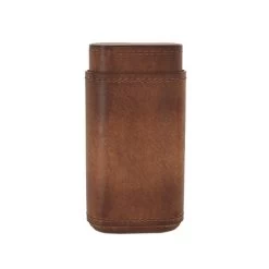 Zigarrenetui 3er Cognacfarben Leder, Innen Zedernholz