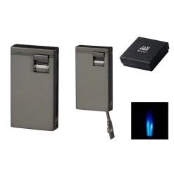 Zigarren Feuerzeug 2 Jet Anthrazit Mit Bohrer