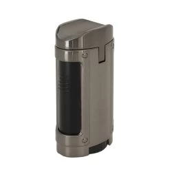 Zigarren Feuerzeug Quadro 4xJet Gun Metall, H. 8,5cm, B. 3cm -Vape Verkauf zigarrenfeuerzeug 4flammen metall3