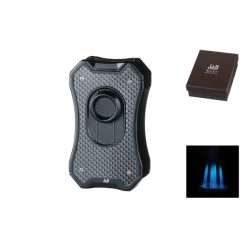 Premium Feuerzeug 4xJet Schwarz/Carbon