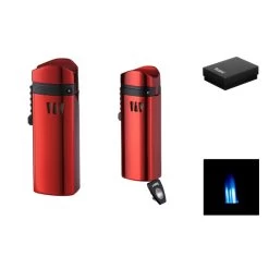 Zigarren Feuerzeug Jet Rot/Schwarz + Bohrer/Ablage