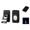 Premium Feuerzeug 2xJet Schwarz Mit Cutter, Ring 58
