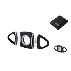 Zigarrenschneider Abschneider Gummiert Schwarz, 2 Klingen, Ring 50