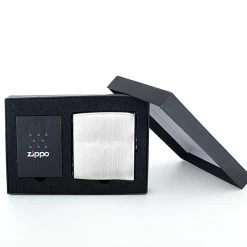 ZIPPO Geschenkset Mit Zigarettenetui Chrom Gebürstet
